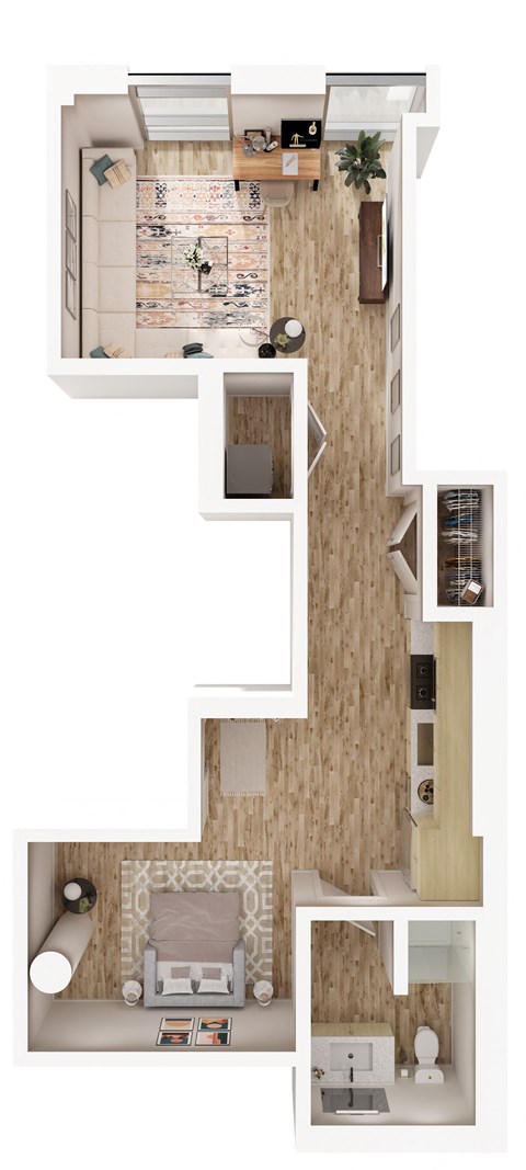 Floor plan for studio, 1 bath, 510 sqft